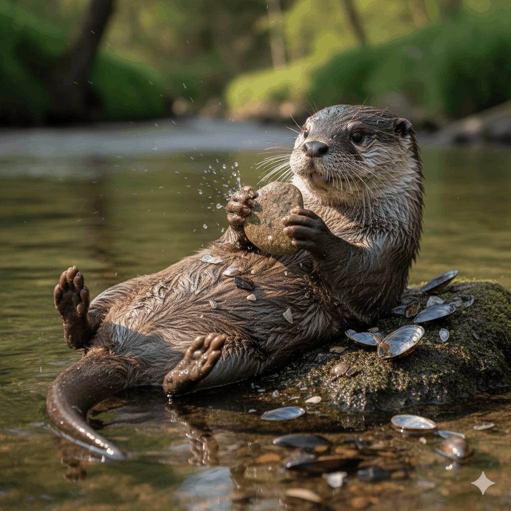 Fischotter knackt Muscheln auf Welches Tier in Deutschland knackt Muscheln auf